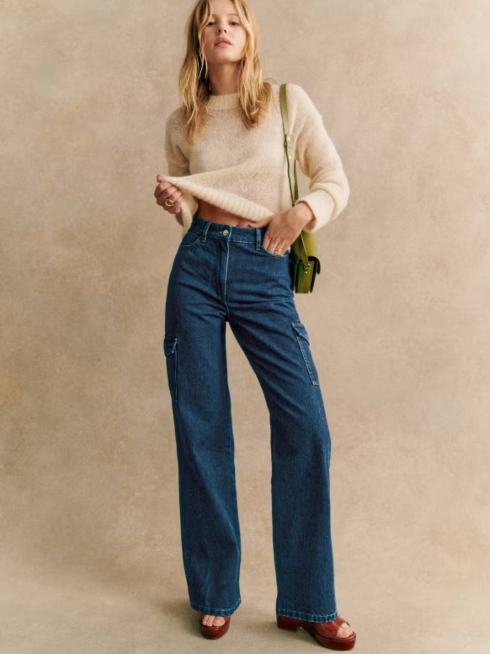 Sezane Flint Cargo Jean Trousers